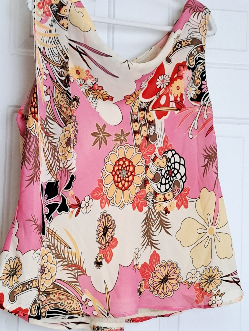 Giorgio Fiorelli Women's Plus Size Pink & Cream Floral Cowl-Neck Camisole Top